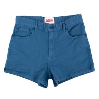  Solid & Striped Blue Cotton Shorts