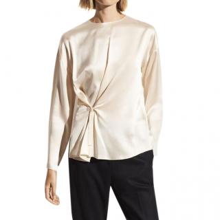 Vince Satin Knotted Ivory Top