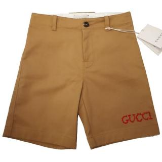 Gucci Tan Embroidered Kid's 10Y Shorts