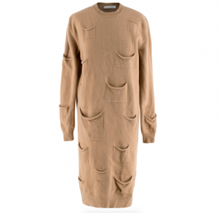 JW Anderson Camel Wool & Cashmere Pocket Details Knit Dress