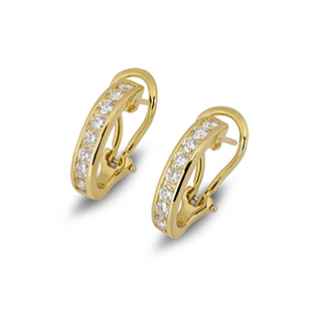 Tiffany & Co. Channel Set Diamond Half Hoop Yellow Gold Earrings