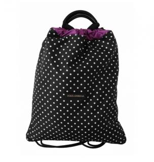Dolce & Gabbana Black/Purple Polka Dot Drawstring Backpack