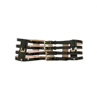 Dolce & Gabbana Black Patent Strappy Waist Belt
