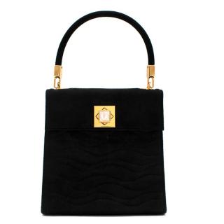 Lalique Black Suede Vintage Mini Top Handle Bag
