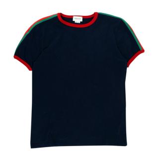 Gucci Navy Cotton Web Stripes T-shirt