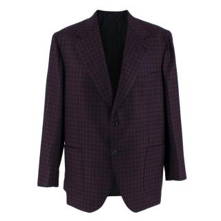 Donato Liguori Navy & Claret Gingham Cashmere Tailored Jacket