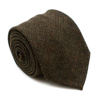 M. Cilento & F.llo Green Checkered Wool Hand Finished Tie