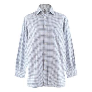 Cordings White/Blue Tattersall Check Classic Shirt