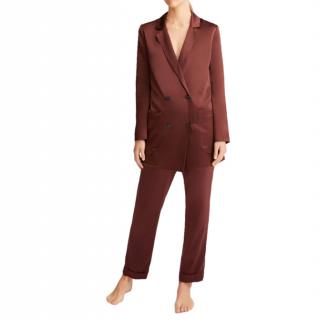 Sleeping with Jacques chocolate brown Lenny silk set
