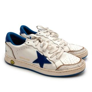 Golden Goose Ballstar White & Blue Leather Sneakers 