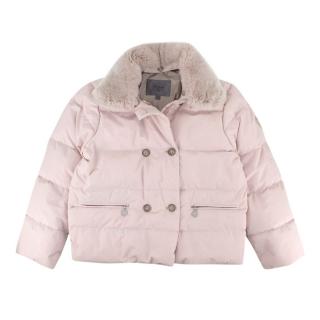 Bonpoint Pastel Pink Fur Collared Padded Puffer Jacket