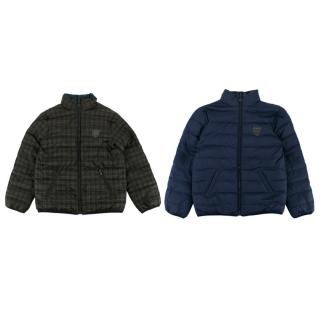Bonpoint Kid's 12 Y Blue/Green Checkered Reversible Puffer Jacket 