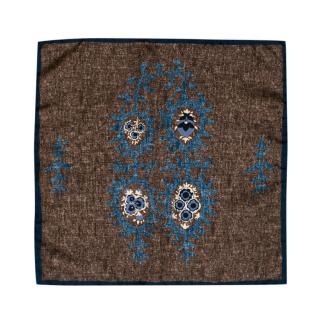 Boggi Brown & Blue Floral Silk Handkerchief 