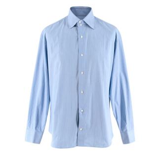 Simone Abbarchi Blue Striped Cotton Long Sleeve Tailored Shirt