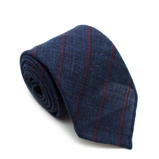Fumagalli Blue & Red Striped Linen Tie 