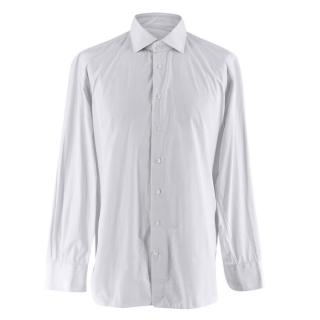 Emanuele Maffeis White & Blue Striped Cotton Tailored Shirt