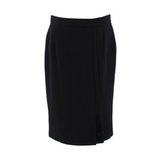 Lanvin Crepe Black Pencil Skirt
