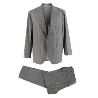 Donato Liguori Grey Striped Wool Three Piece Suit