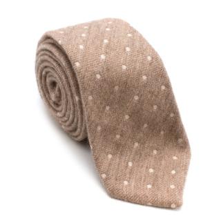 Rosi & Ghezzi Light Brown with Cream Polka Dots Cashmere Tie
