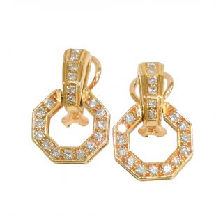 Bespoke French Handmade 18ct Yellow Gold Diamond Door Knocker Earrings