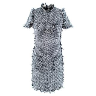 Lanvin Blue Tweed Short Sleeve Dress