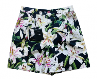 Dolce & Gabbana Lily Print Black Shorts