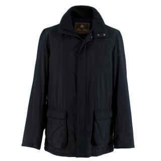 Loro Piana Black Storm System Jacket with Concealed Hood