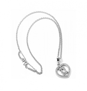 Cartier 18ct White Gold Diamond Double C Heart Pendant Necklace