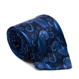 Lanvin Blue Silk Printed Tie 