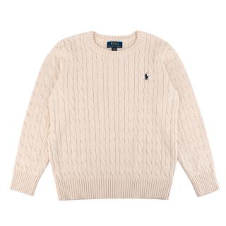 Polo Ralph Lauren Beige Cotton Cable Knit Sweater