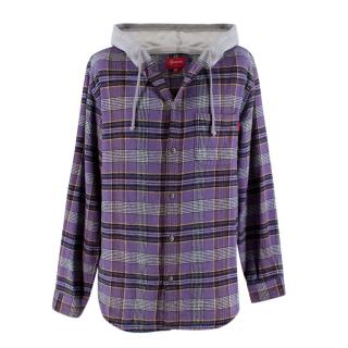 Supreme Purple Hooded Plaid Flannel Shirt