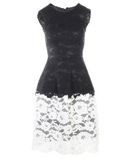 Carolina Herrera Black & White Lace Sleeveless Dress