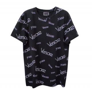 Young Versace Kids L Black Logo Print T-Shirt