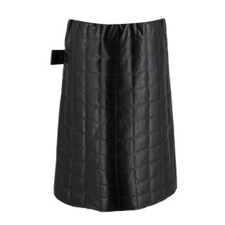 Bottega Veneta Black Leather Quilted Skirt