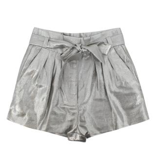 Iro Silver Metallic Belted Bermuda Shorts