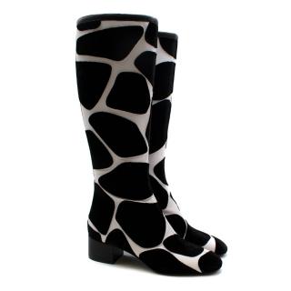 Valentino Giraffe Print Black City Safari Boots