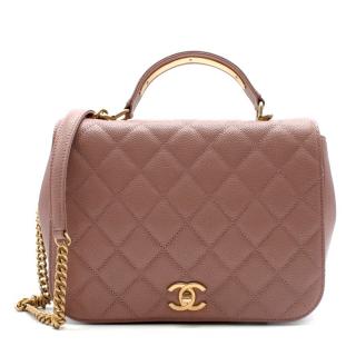 Chanel dusty pink leather bag 