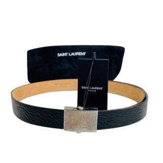 Saint Laurent Bellechasse Textured Leather Belt
