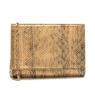 Elie Saab Gold Leather Clutch Bag