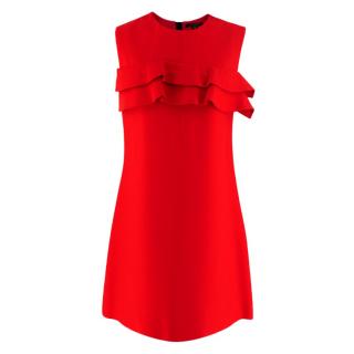 Louis Vuitton Red Ruffle Detail Sleeveless Dress