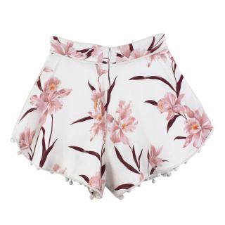 Zimmermann White Floral Corsage Bauble Shorts