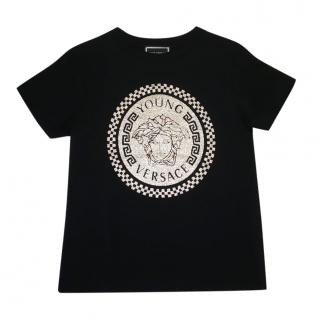 Young Versace Kids 6Y Black Logo Print T-Shirt