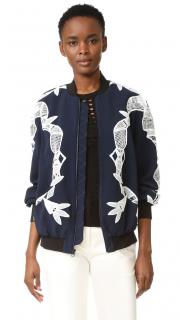 Jonathan Simkhai Navy Lace Embellished Bomber Jacket