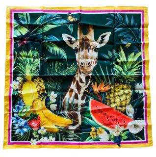 Dolce & Gabbana Tropical Giraffe Print Silk Scarf