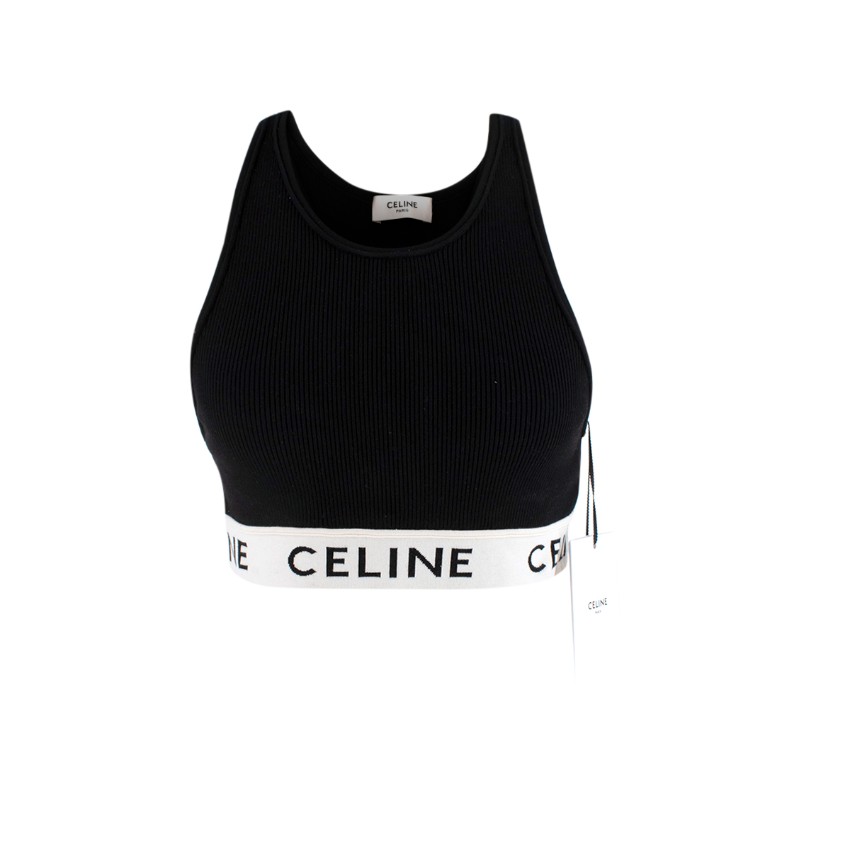Celine Athletic Cotton Knit Black Sports Bra Size M Sold Out | HEWI