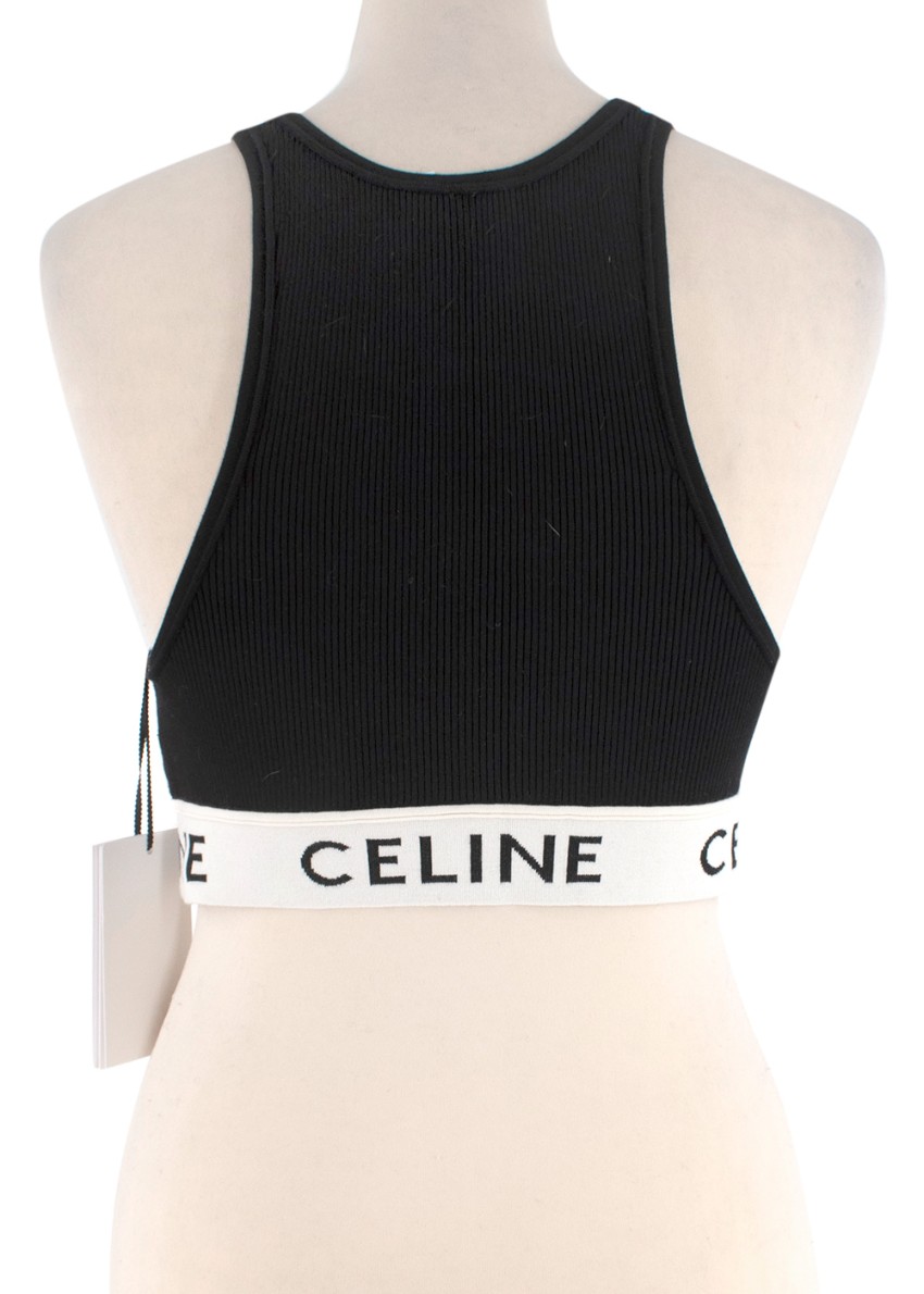 Celine Athletic Cotton Knit Black Sports Bra Size M Sold Out | HEWI