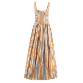 Brock Collection Oriana Striped Cotton Beige Maxi Dress