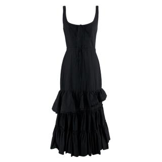 Brock Collection Black Cotton Ruffled Long Dress