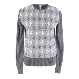 Loewe Wool Grey&Cream Knitted Embellishments Sweater