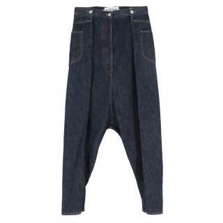 Loewe Cotton Blue Cropped Wide-Leg Jeans